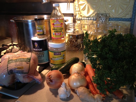 Chicken soup ingredients- I didn't have Celtic Sea Salt, so I used regular sea salt